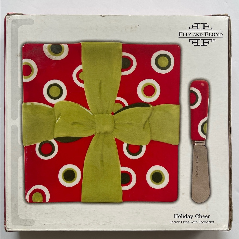 Fitz and Floyd Holiday Cheer Snack Plate & Spreader NEW